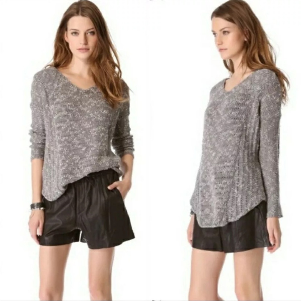Helmut Lang Grey Knitted High Low Distressed Sweater size Small